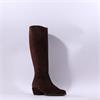Wonders Fei Low Heel Long Boot - Brown Suede